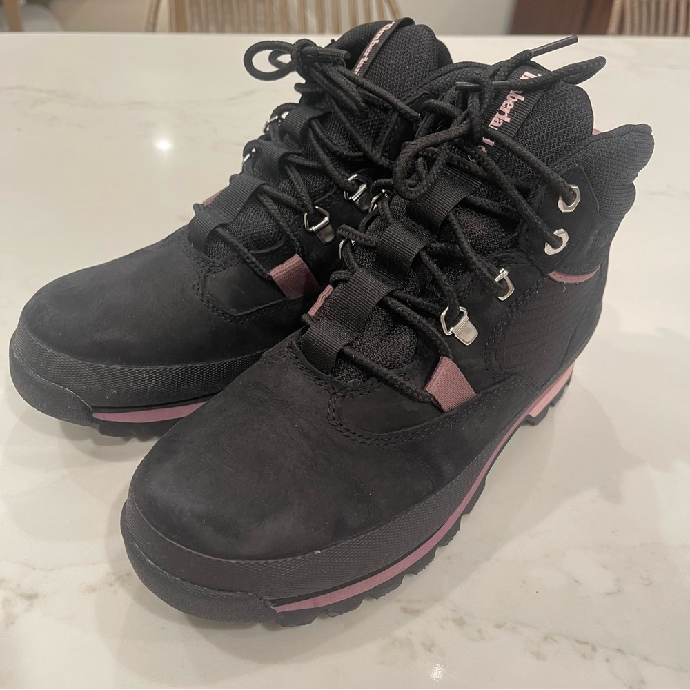 Like NEW! Timberland Women's Black and Pink Athletic Waterproof Boots - Picture 9 of 14
